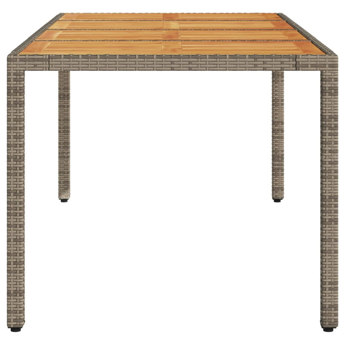 Tuintafel Met Acaciahouten Blad 190X90X75 Cm Poly Rattan Grijs