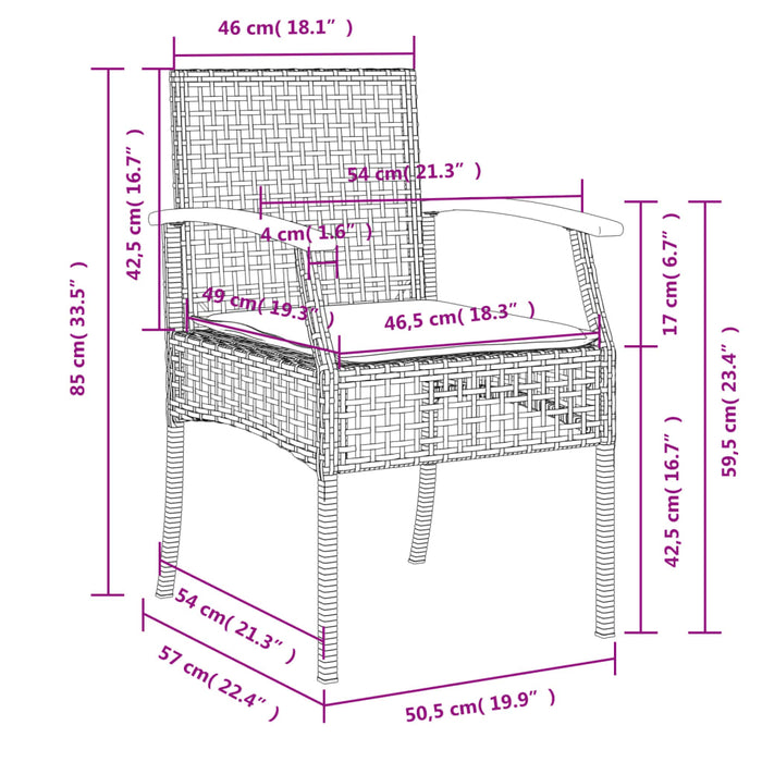 Tuinstoelen Met Kussens Poly Rattan En Acaciahout Grijs