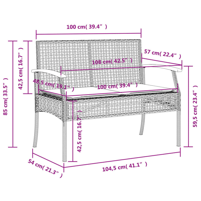 Tuinbank Met Kussen Poly Rattan En Acaciahout Grijs