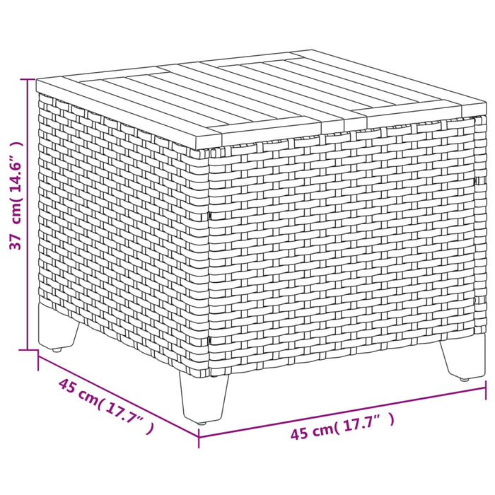 Tuintafel 45X45X37 Cm Poly Rattan En Acaciahout