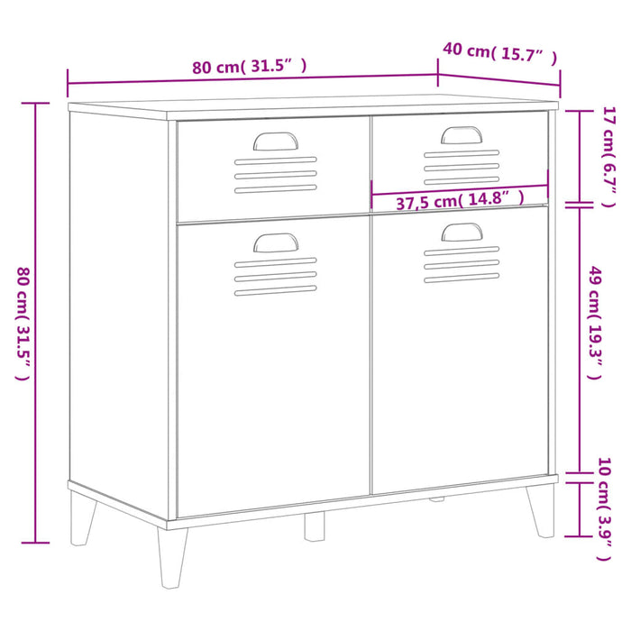 Dressoir Viken 80X40X80 Cm Massief Grenenhout