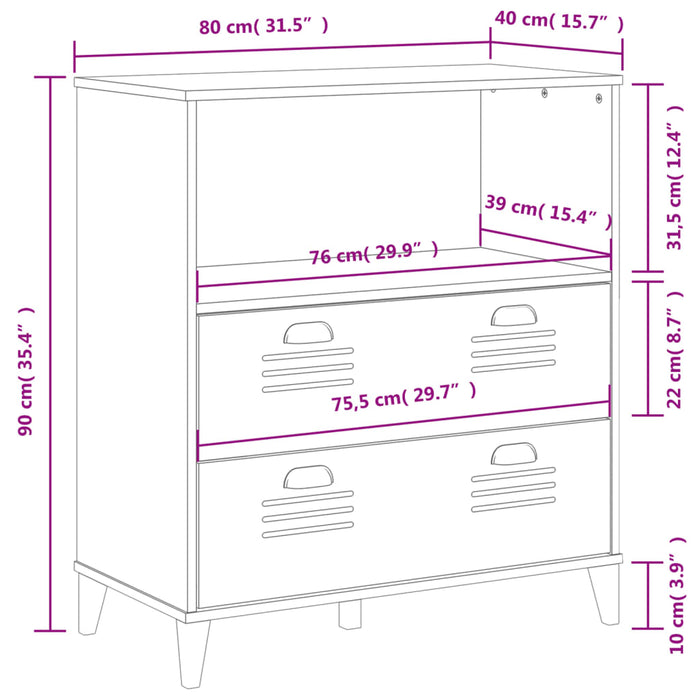 Boekenkast Viken 80X40X90 Cm Massief Grenenhout