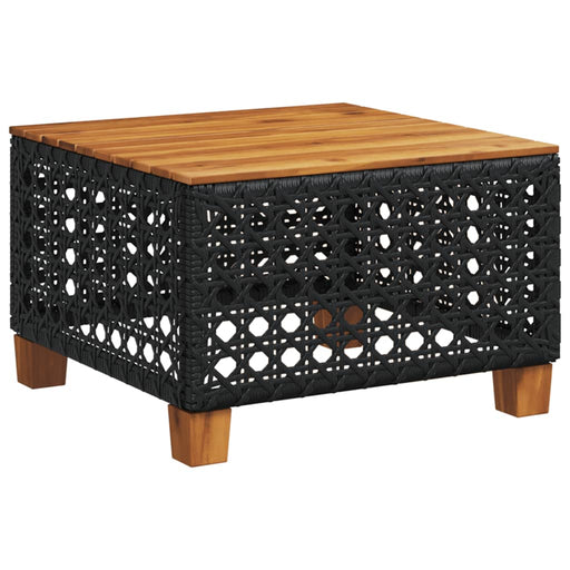 Tuintafel 55X55X36 Cm Poly Rattan En Acaciahout Zwart