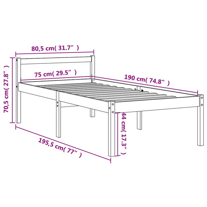 Seniorenbed Massief Grenenhout Wasbruin 75X190 Cm