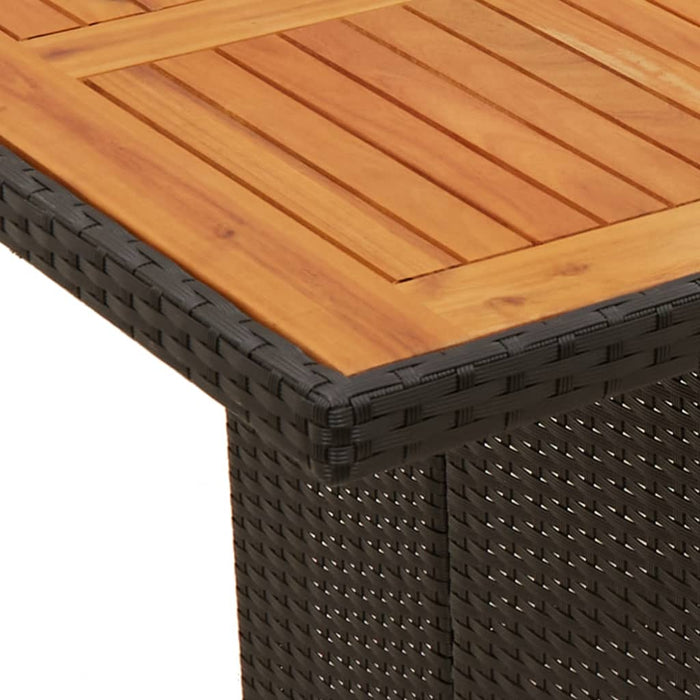 Tuintafel Met Houten Blad 240X90X75 Cm Poly Rattan