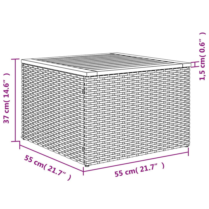 Tuintafel 55X55X37 Cm Poly Rattan En Acaciahout Grijs