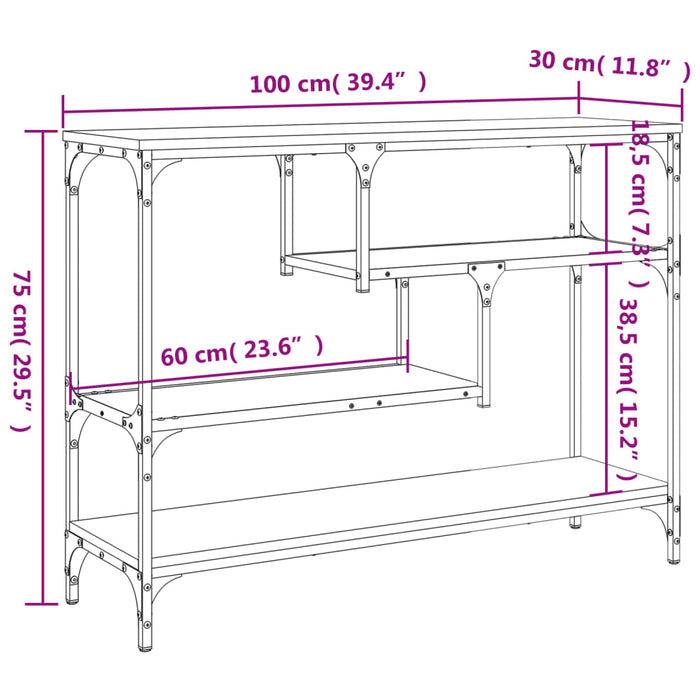 Wandtafel 100X30X75 Cm Bewerkt Hout Eikenkleurig