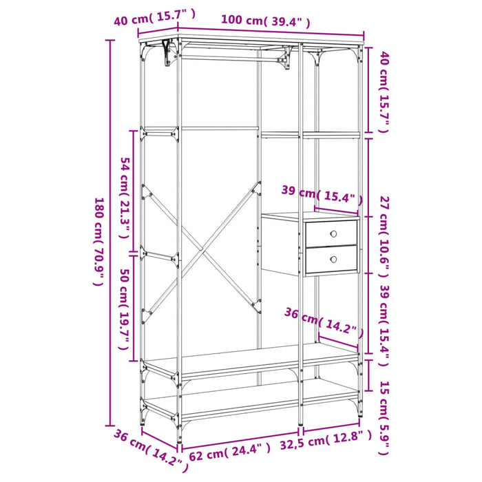 Kledingkast Met Lades 00X40X80 Cm Bewerkt Hout Bruineiken