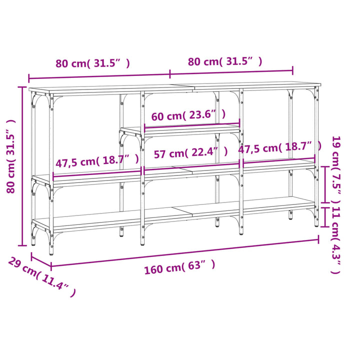 Wandtafel 60X29X80 Cm Bewerkt Hout Kleurig