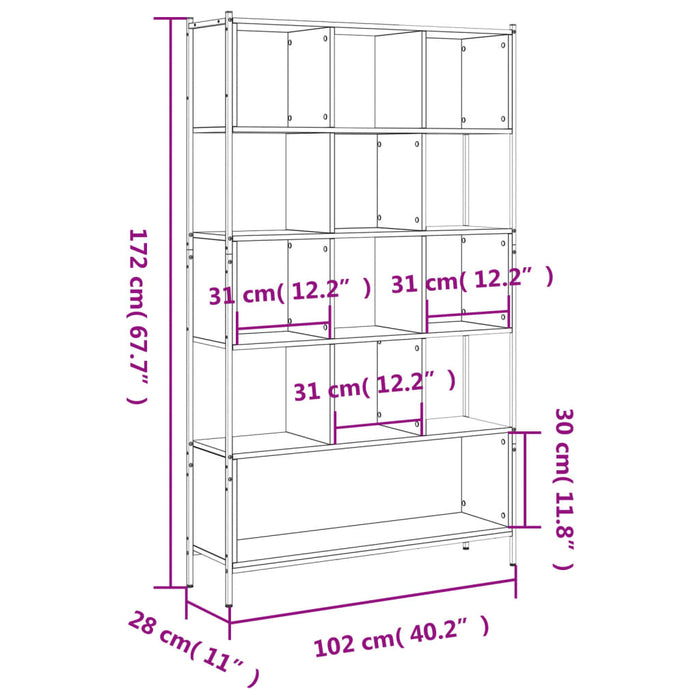 Boekenkast 02X28X72 Cm Bewerkt Hout Bruineikenkleurig