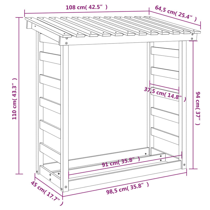 Haardhoutrek 108X64,5X110 Cm Massief Grenenhout Wasbruin