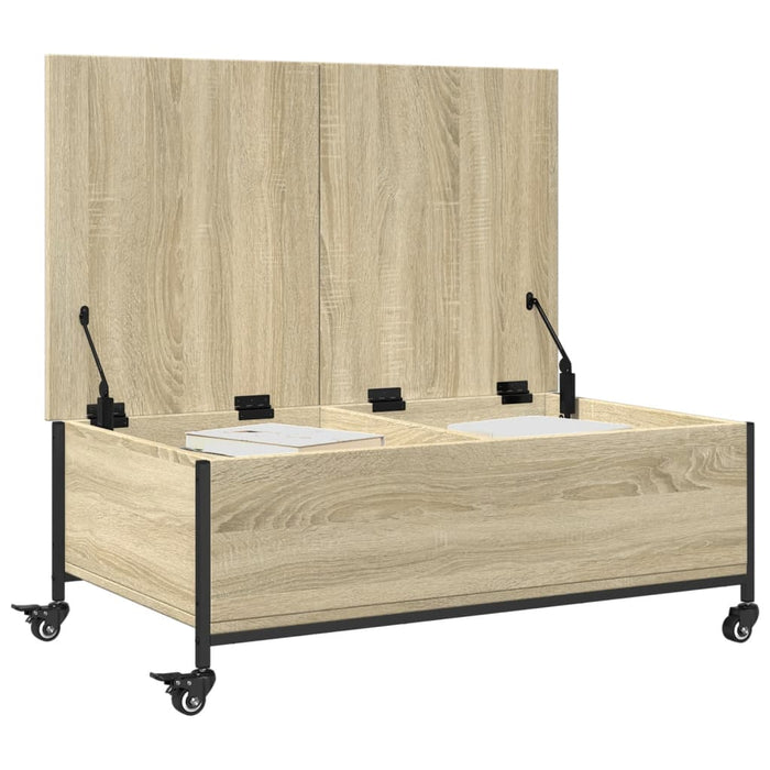 Salontafel Met Wielen 91X55X34 Cm Bewerkt Hout