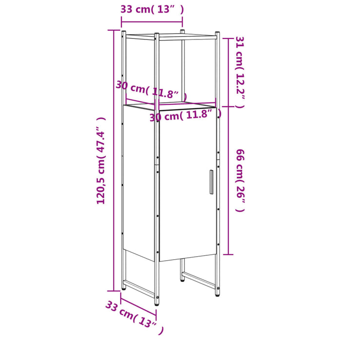 Badkamerkast 33X33X120,5 Cm Bewerkt Hout Ig