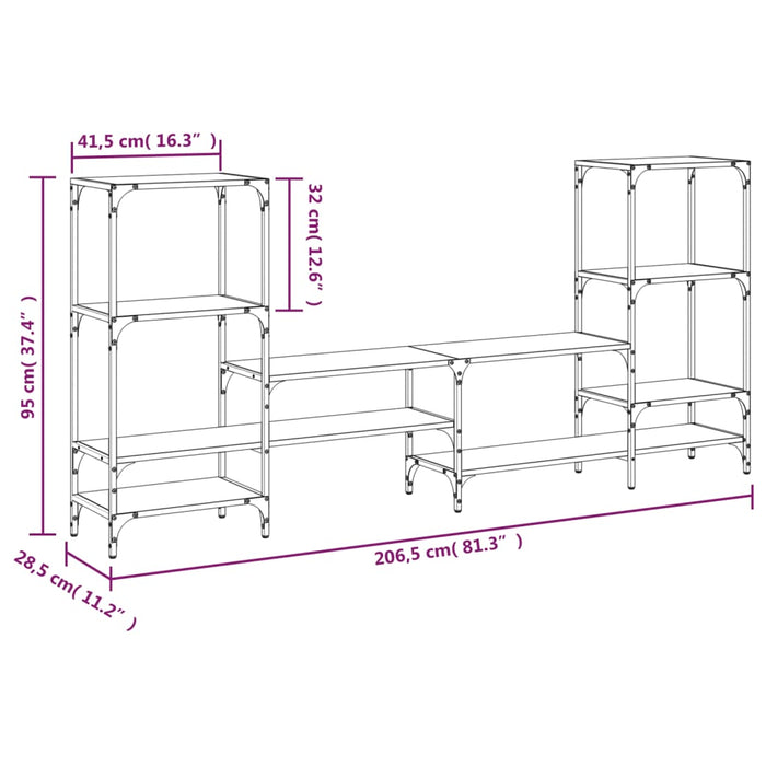 Tv-Meubel 206,5X28,5X95 Cm Bewerkt Hout Ig