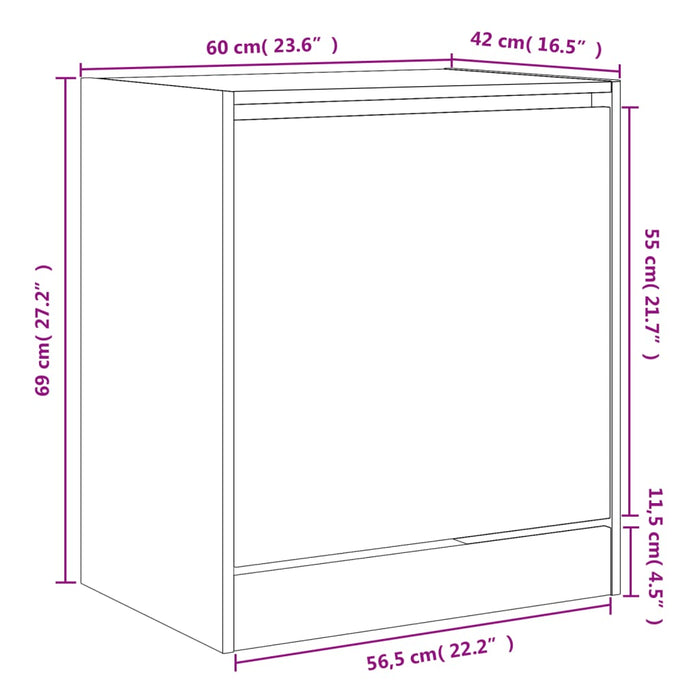 Schoenenkast 60X42X69 Cm Bewerkt Hout Sonoma Eikenkleurig Sonoma Eiken