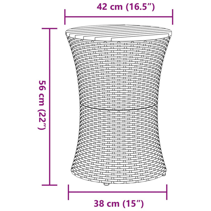 Tuinbijzettafel Trommelvormig Poly Rattan En Massief Hout