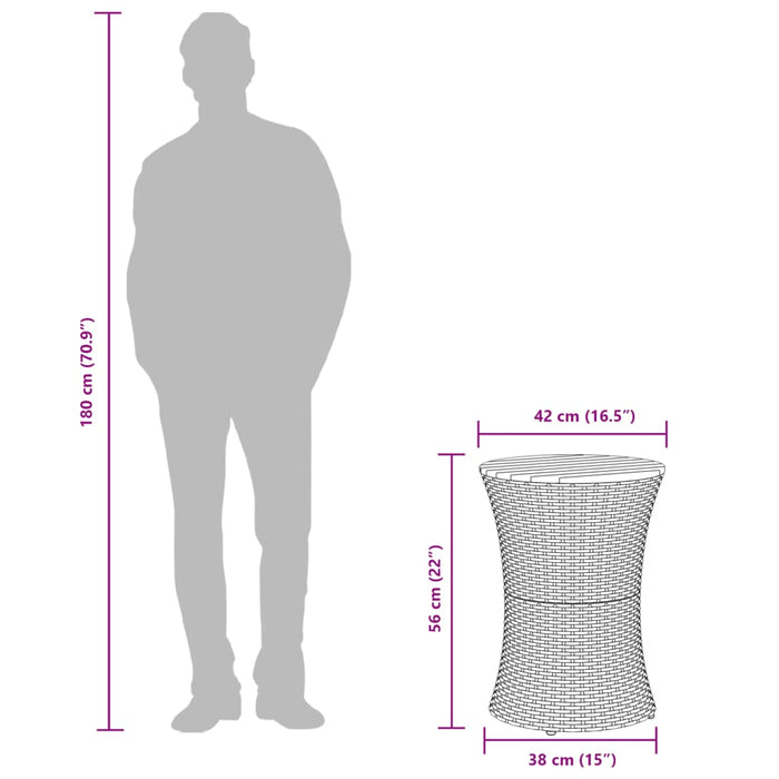 Tuinbijzettafel Trommelvormig Poly Rattan En Massief Hout