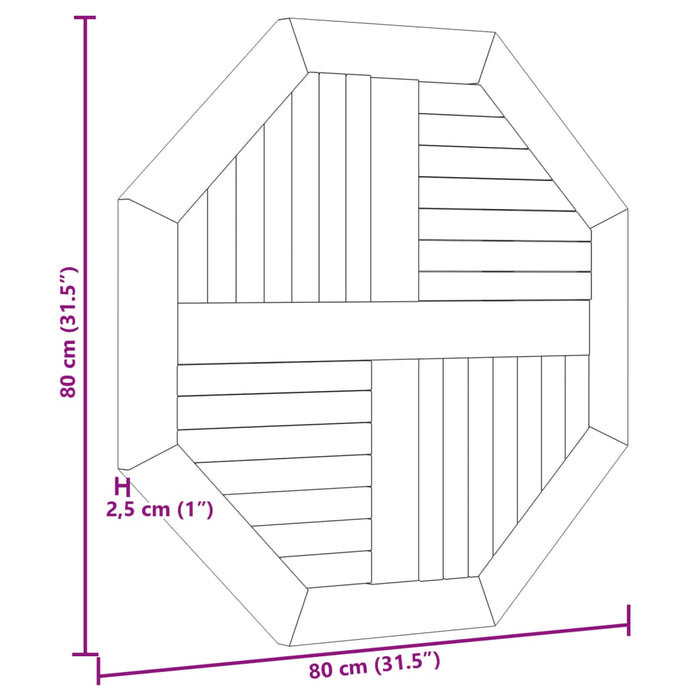 Tafelblad 80X80X2,5 Cm Massief Teakhout