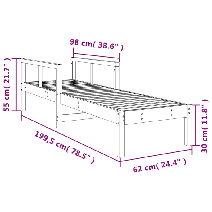 Ligbed 199,5X62X55 Cm Massief Grenenhout