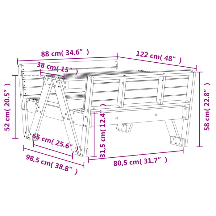 Picknicktafel Voor Kinderen 88X122X58 Cm Grenenhout