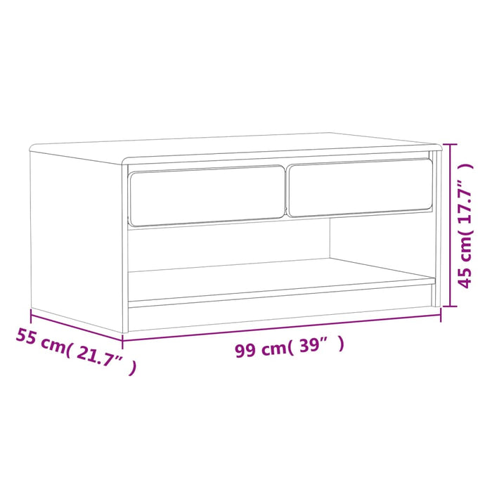 Salontafel Sauda 99X55X45 Cm Massief Grenenhout Eikenkleurig