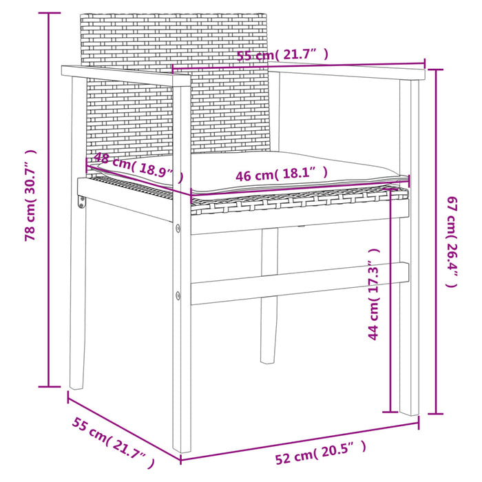 Tuinstoelen 2 St Met Kussens Poly Rattan En Massief Hout