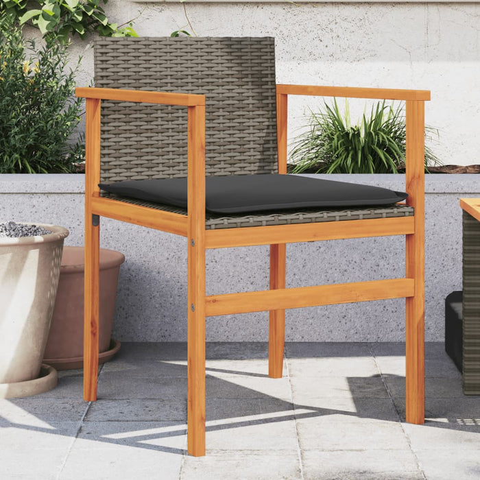 Tuinstoelen 2 St Met Kussens Poly Rattan En Massief Hout