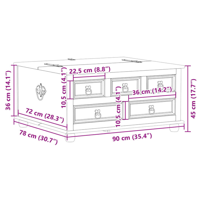 Opbergbox Corona 90X78X45 Cm Massief Grenenhout