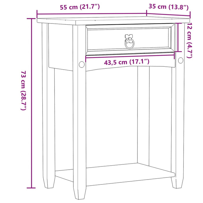 Wandtafel Corona 55X35X73 Cm Massief Grenenhout