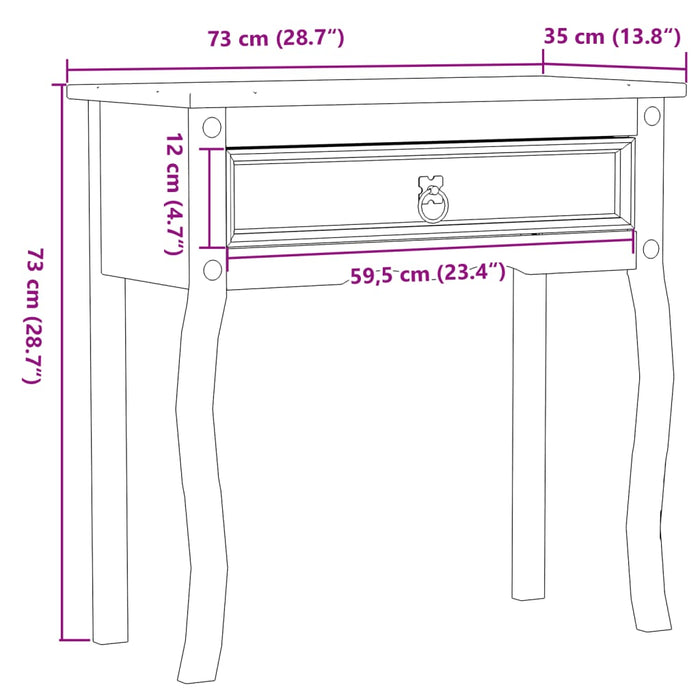 Wandtafel Corona 73X35X73 Cm Massief Grenenhout