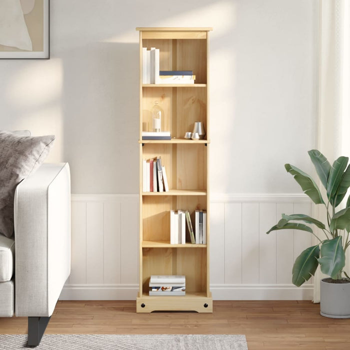 Boekenkast Corona 46X20X170 Cm Massief Grenenhout Zwart