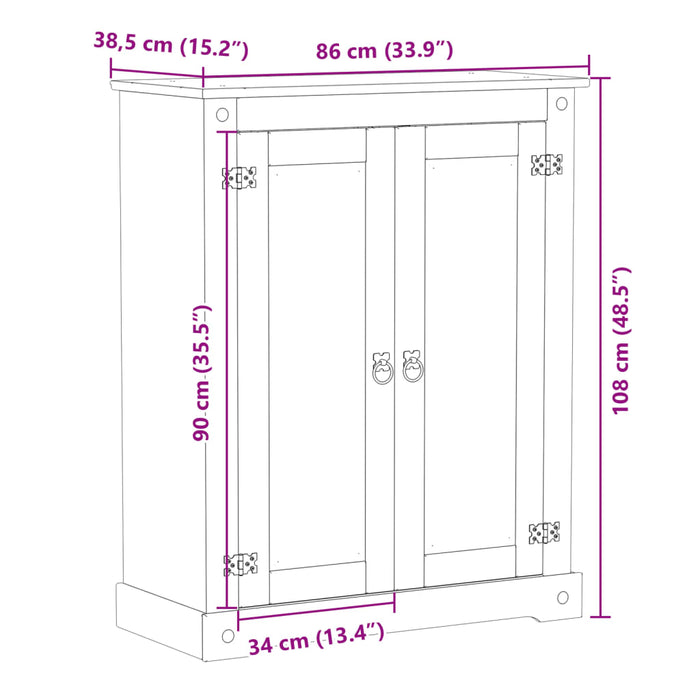 Schoenenkast Corona 86X38,5X108 Cm Massief Grenenhout