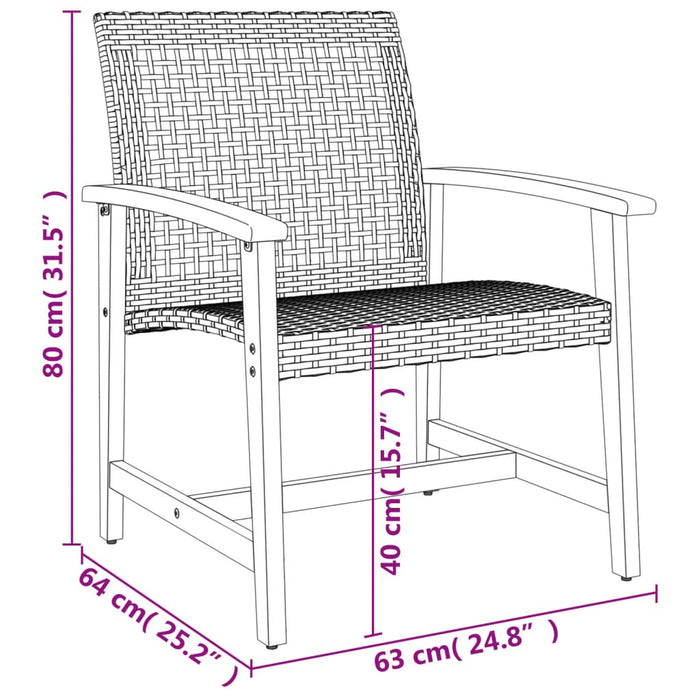 Tuinnstoelen 2 St Poly Rattan En Acaciahout