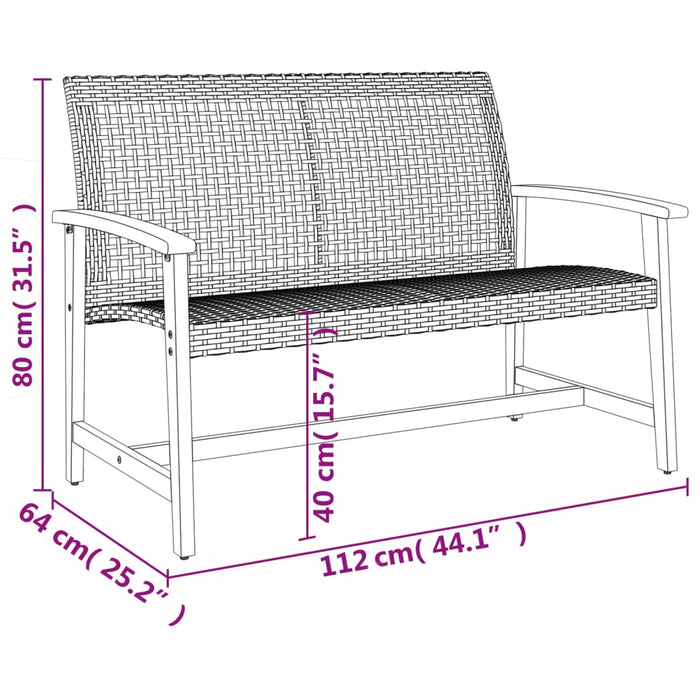 5-Delige Loungeset Poly Rattan En Acaciahout