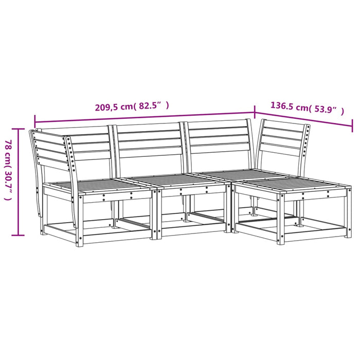 4-Delige Loungeset Massief Grenenhout