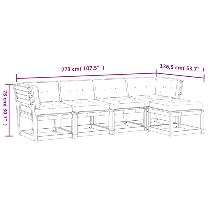 Loungeset Met Kussens Massief Grenenhout