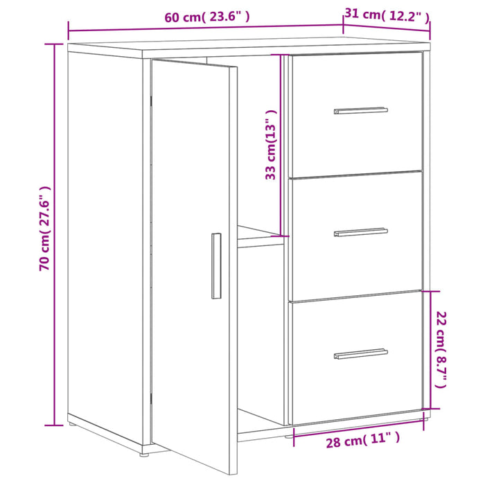 Dressoir 60X31X70 Cm Bewerkt Hout Kleurig