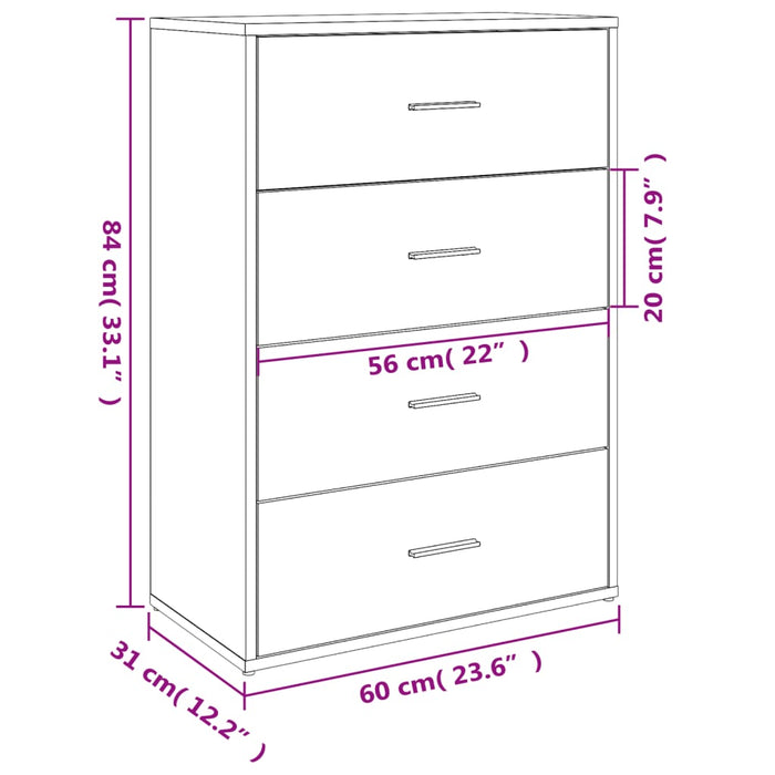 Dressoir 60X31X84 Cm Bewerkt Hout