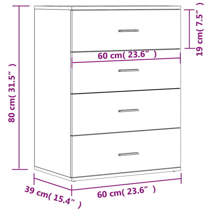 Dressoir 60X39X80 Cm Bewerkt Hout