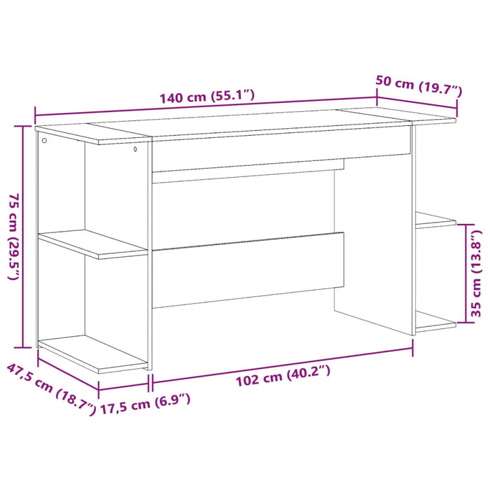 Bureau 140X50X75 Cm Bewerkt Hout