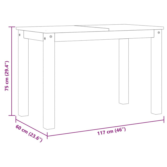 Eettafel Panama 117X60X75 Cm Massief Grenenhout Wit