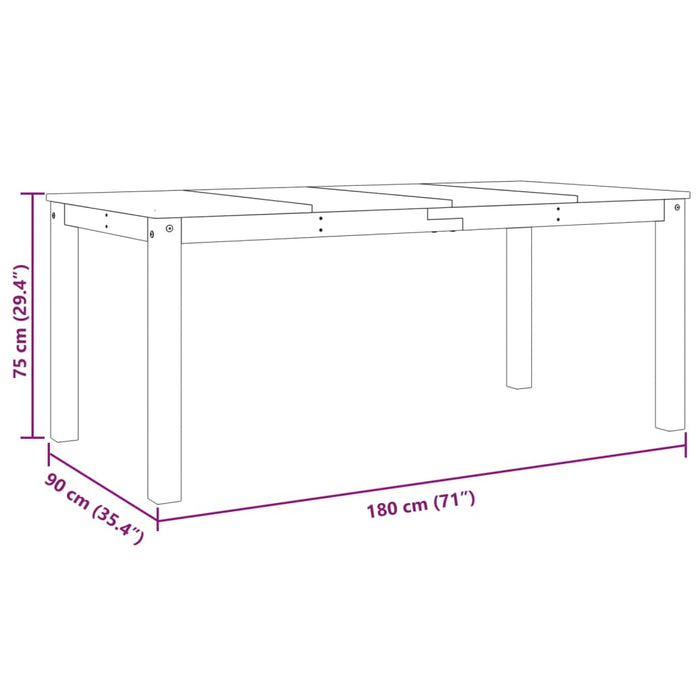 Eettafel Panama 180X90X75 Cm Massief Grenenhout