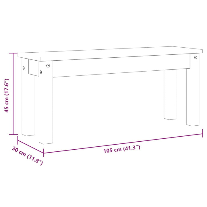 Eetkamerbank Panama 105X30X45 Cm Massief Grenenhout Zwart