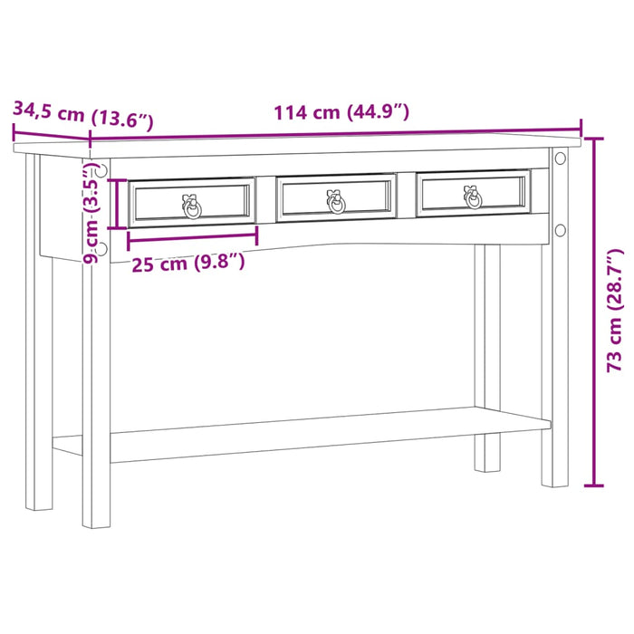 Wandtafel Corona 114X34,5X73 Cm Massief Grenenhout