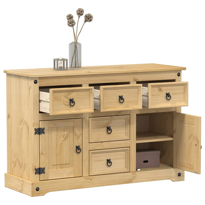 Dressoir Corona 115X40X76 Cm Massief Grenenhout Grijs En Wit