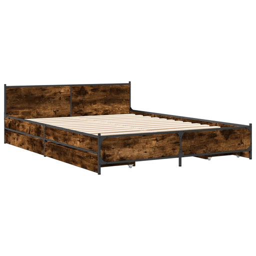 Bedframe Met Lades Bewerkt Hout Kleurig