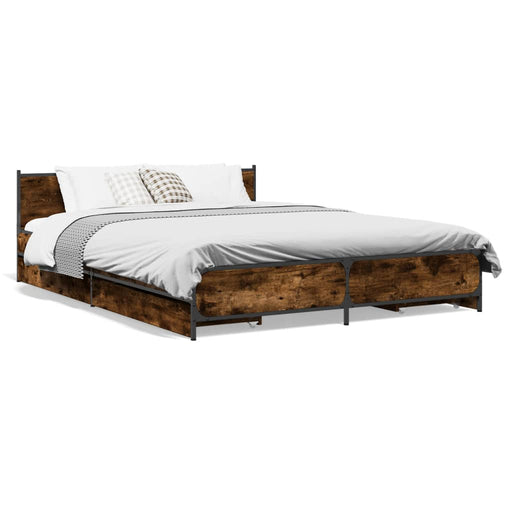 Bedframe Met Lades Bewerkt Hout Kleurig