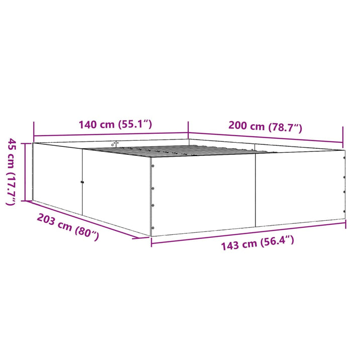 Bedframe Bewerkt Hout Betongrijs