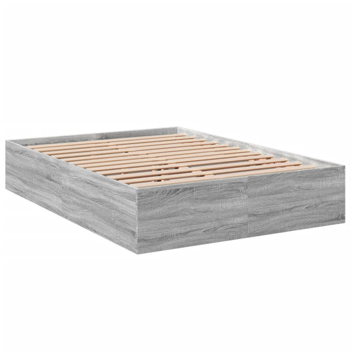 Bedframe Bewerkt Hout Eikenkleurig Grijs Sonoma