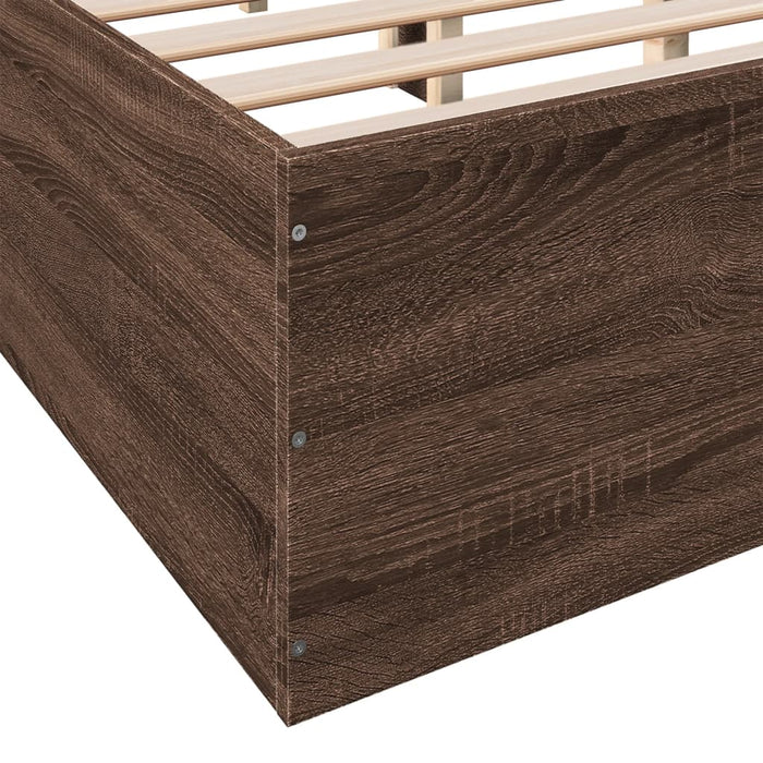 Bedframe Bewerkt Hout Bruin Eikenkleur